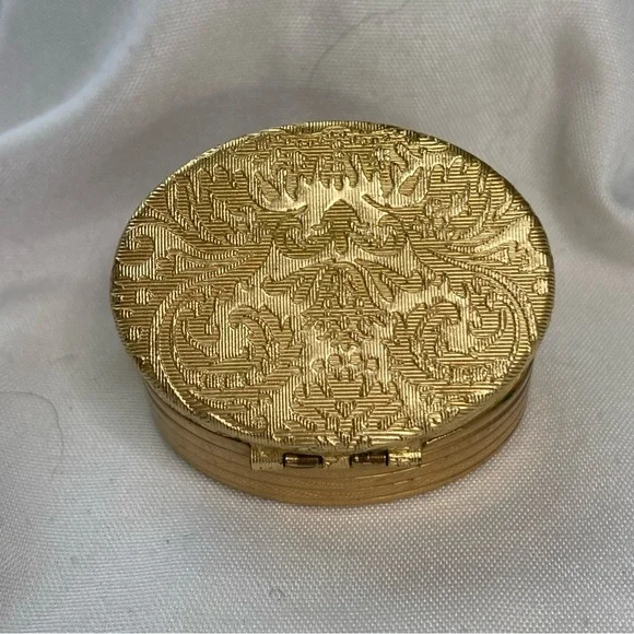 Vintage Avon Brocade Perfume Glacé Gold Tone Case Pill Box Trinkets - Picture 6 of 10